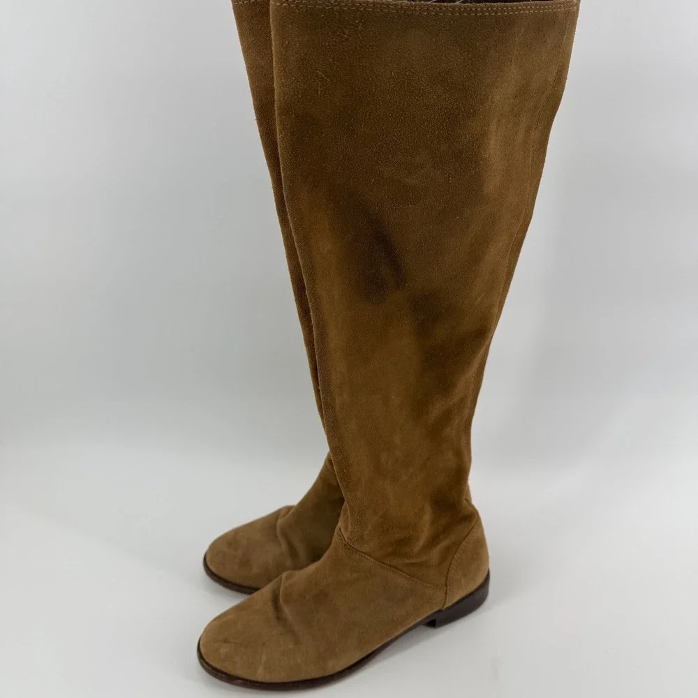 Gianni Bini Love It Knee Length Suede Boots Womens 8 M Brown Flat Pull On Casual